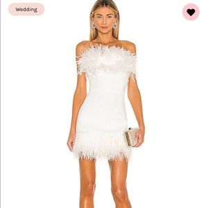 Bronx and Bronco Lola Blanc Feather Mini Dress